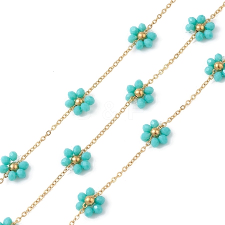 Flower Glass Beaded Chains CHS-P016-40G-02-1