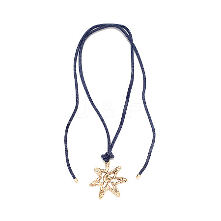 Alloy Flower Pendant Adjustable Nylon Cord Tie Knot Necklaces for Women WG58F26-01-1
