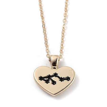 Golden Plated Heart with Constellation/Zodiac Sign Alloy Enamel Pendant Necklaces NJEW-H214-A08-G-1