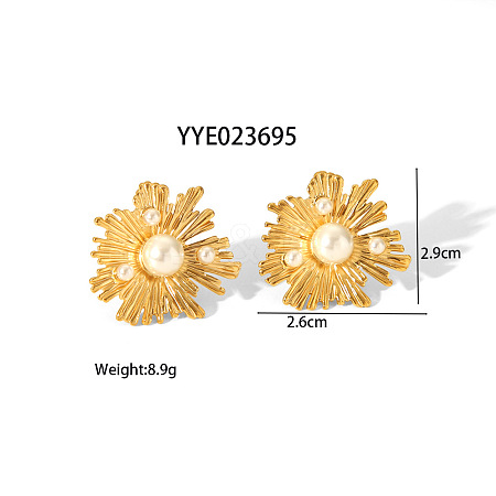 Imitaiton Pearl Flower Irregular Vintage Stud Earrings HQ5475-2-1