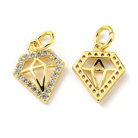 Rack Plating Brass Micro Pave Cubic Zirconia Charms KK-D036-13G-1