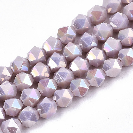 Electroplate Opaque Glass Beads Strands EGLA-T019-05R-1