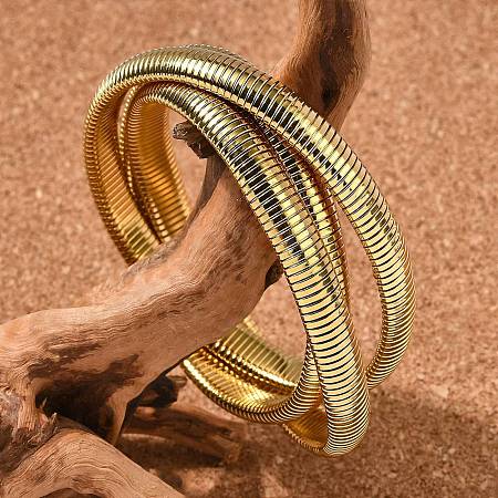 304 Stainless Steel Stretch Bracelets BJEW-A031-01A-G-1