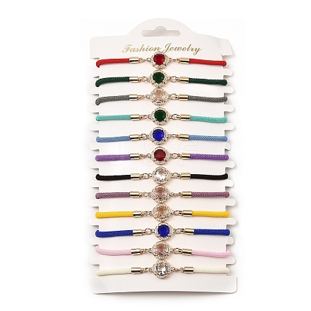 12Pcs 12 Colors Polyester Bracelets BJEW-P340-01G-1