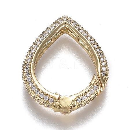 Brass Micro Pave Clear Cubic Zirconia Spring Gate Rings ZIRC-F120-009G-1