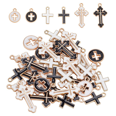 DELORIGIN 60Pcs 6 Styles Alloy Enamel Pendants ENAM-DR0001-06-1