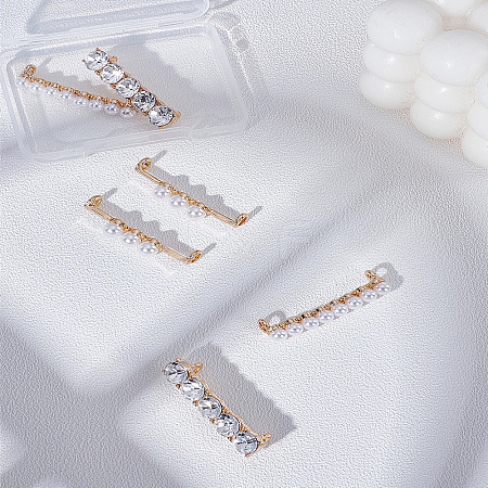 3 Pairs 3 Styles Plastic Imitation Pearl & Crystal Rhinestone Shoe Lace Decoration FIND-LP0003-68-1