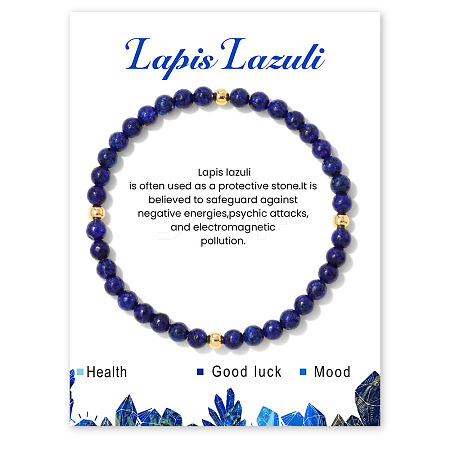 Natural Lapis Lazuli Beaded Stretch Bracelets for Women Men WA9993-3-1