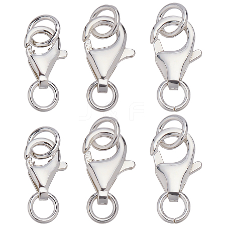 6Pcs 3 Styles 925 Sterling Silver Lobster Claw Clasps STER-ME0001-16-1