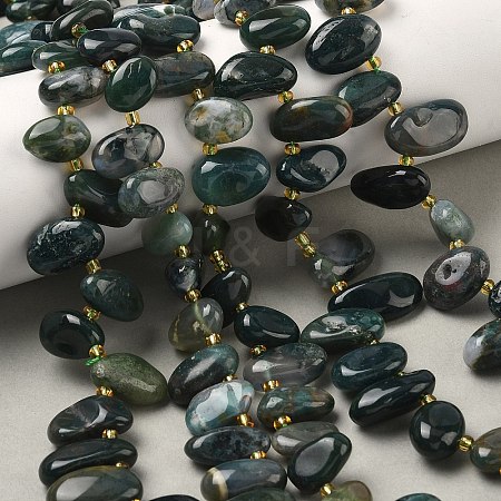 Natural Moss Agate Beads Strands G-P604-A11-01-1
