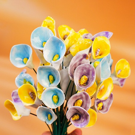 Ceramic Calla Lily Flower Stems with Iron Stem PR-CBAD4A8-02-1