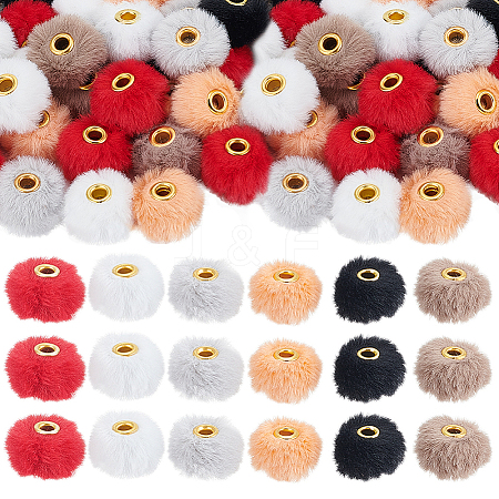 60Pcs 6 Colors Imitation Mink Fur European Beads FIND-FG0004-37B-1