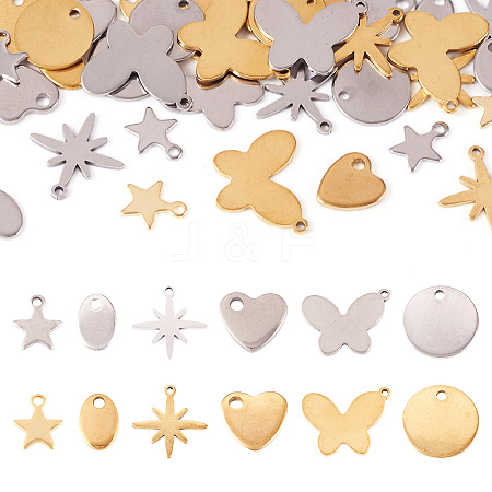 36Pcs 12 Style 304 Stainless Steel Charms STAS-TA0002-86-1