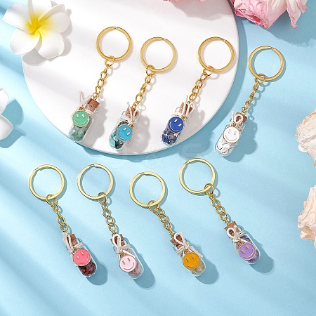 8Pcs Iron Alloy Glass Enamel Keychains KEYC-JKC01153-1