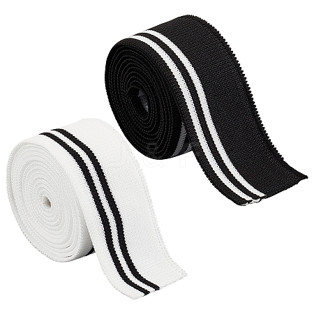 BENECREAT 4Pcs 2 Colors 95% Elastic Fiber & 5% Spandex Stripe Pattern Polyester Ribbing Fabric for Cuffs OCOR-BC0006-50-1