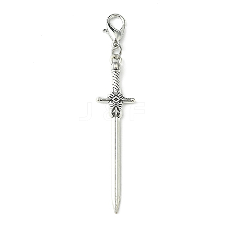 Alloy Sword Big Pendant Decoration HJEW-JM02179-1