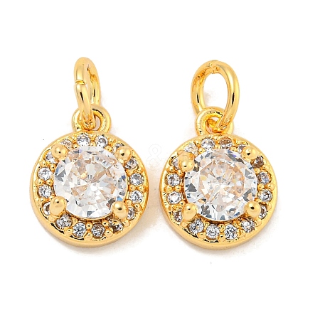 Brass Micro Pave Clear Cubic Zirconia Pendants KK-P275-30G-1