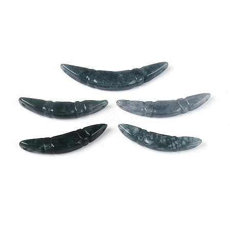 Natural Myanmar Jade Carved Crescent Moon Connector Charms G-T143-39A-1