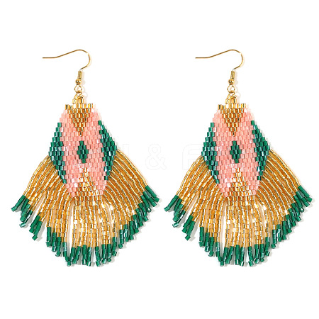 Colorful Glass Seed Beads Tassel Dangle Earrings NH1311-1