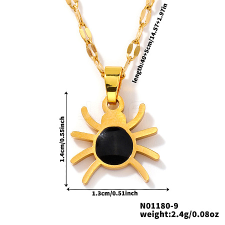 Mini Cartoon Halloween Stainless Steel Spider Pendant Necklaces for Unisex WX0936-1