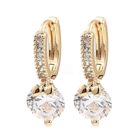 Brass with Cubic Zirconia Dangle Hoop Earrings EJEW-G362-06KCG-1