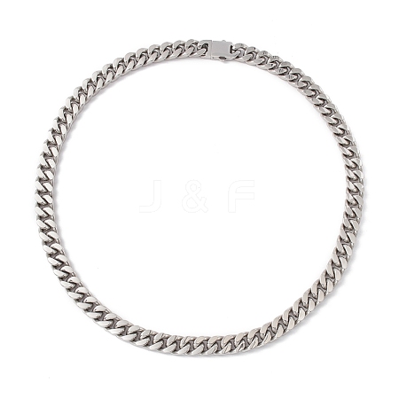 Non-Tarnish 304 Stainless Steel Curb Chains Necklace for Women NJEW-E155-08P-01-1