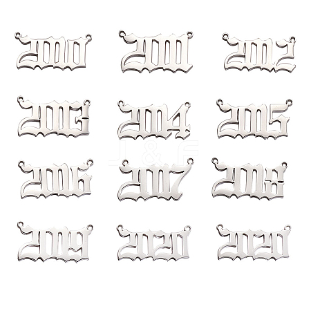 Stainless Steel Birth Year Charms STAS-CJ0001-107-1