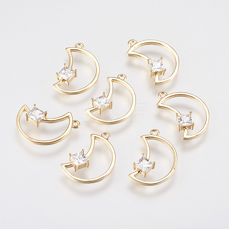 Brass Micro Pave Cubic Zirconia Charms LS-KK-A144-017G-1