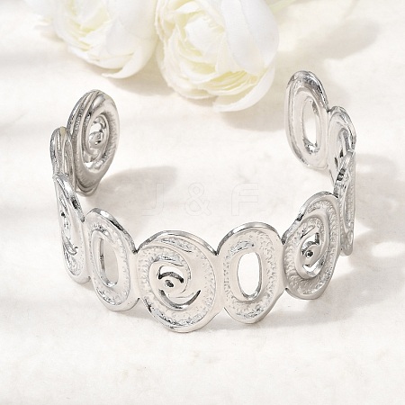 Hammered 304 Stainless Steel Cuff Bangles for Women BJEW-T030-02P-1