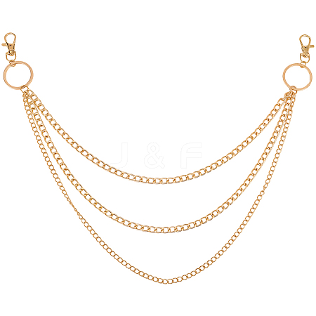 1Pc Alloy Twisted Chain 3 Layered Chain Belts for Women Men AJEW-CY0002-25G-1