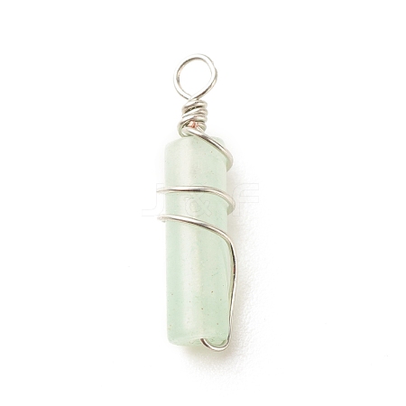 Natural Green Aventurine Pendants PALLOY-JF01570-01-1