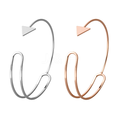 2Pcs 2 Colors Alloy Cuff Bangles for Women BJEW-HY0002-06-1
