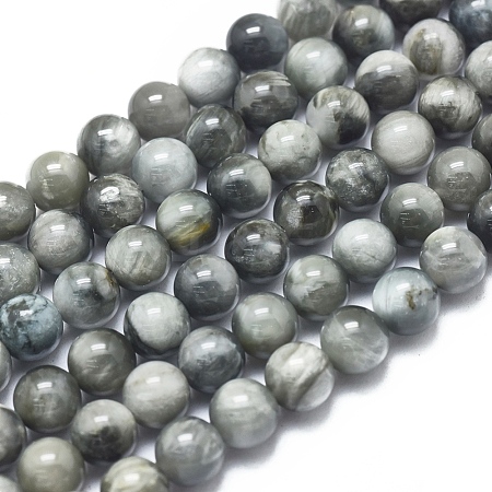  Jewelry Beads Findings Natura Eagle Eye Stone Beads Strands, Grade B, Round, 6mm, Hole: 1mm, about 62pcs/Strand, 15.75