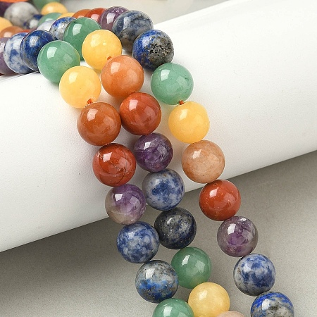 Chakra Natural Mixed Gemstone Beads Strands G-P574-A03-10mm-1