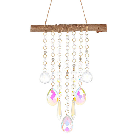 Glass Teardrop/Cone Window Hanging Suncatchers HJEW-AB00155-1