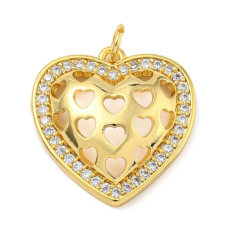 Rack Plating Brass Micro Pave Clear Cubic Zirconia Pendants KK-Z063-10G-01-1