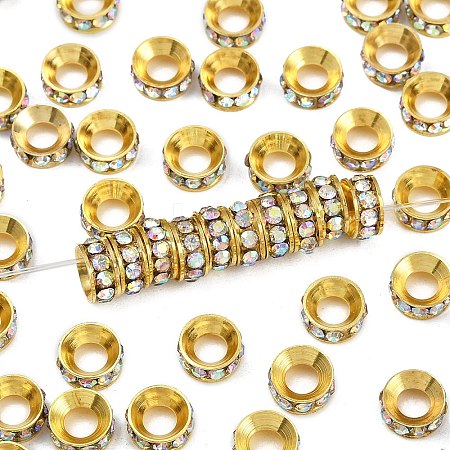 Brass Rhinestone Spacer Beads RB-A020-7mm-28G-1