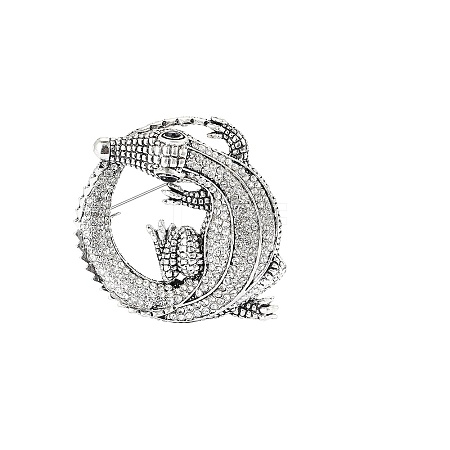 Crocodile Alloy Rhinestone Brooch PW-WGFAD1D-01-1