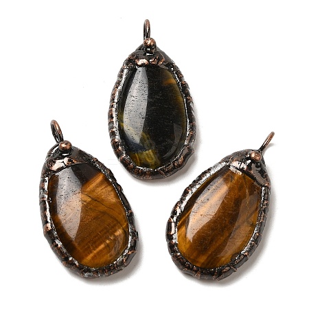 Natural Tiger Eye Pendants G-K381-05R-06-1