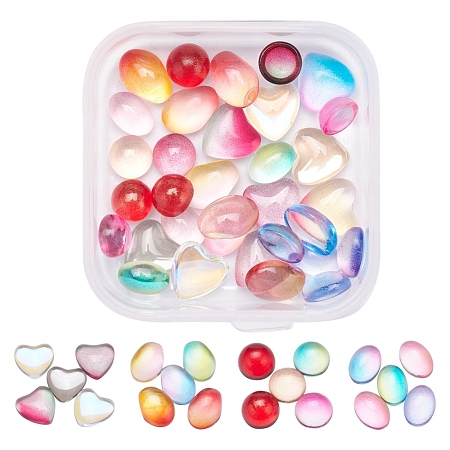 40Pcs 4 Style Transparent Glass Cabochons GGLA-YW0001-09-1