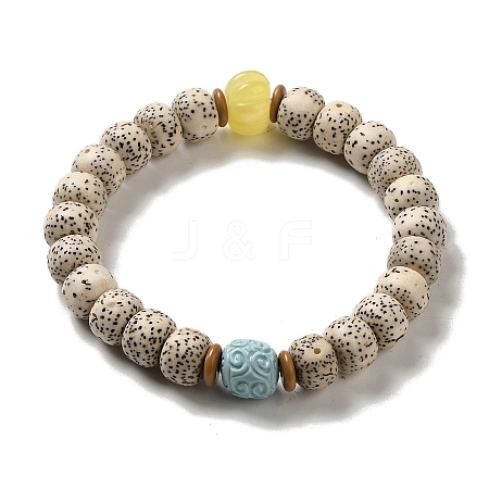 Synthetic Turquoise & Moon and Star Bodhi Beaded Stretch Bracelets BJEW-B080-07-1