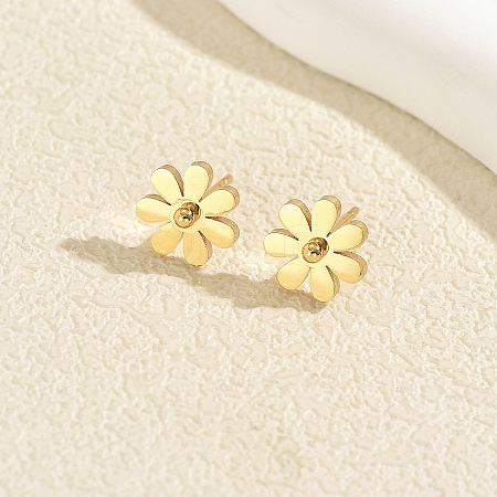 201 Stainless Steel Daisy Flower Stud Earrings for Women BX8751-1