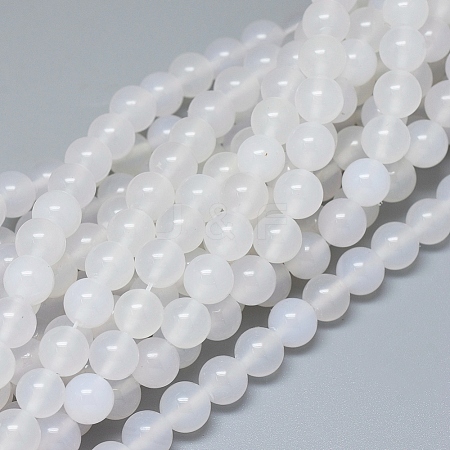 Natural White Agate Beads Strands G-D0005-27-8mm-1