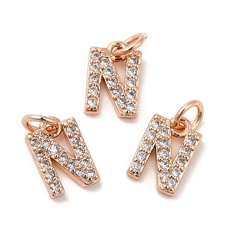 Brass Micro Pave Grade AAA Cubic Zirconia Charms ZIRC-P067-11RG-N-NR-1