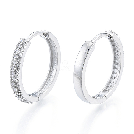 Clear Cubic Zirconia Hinged Hoop Earrings EJEW-N011-112P-1