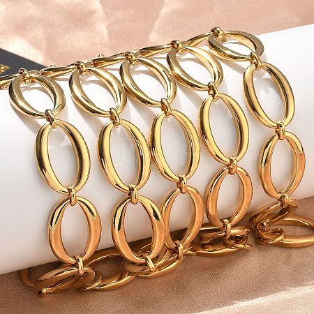 304 Stainless Steel Link Chain Bracelets for Women BJEW-B169-04B-G-1