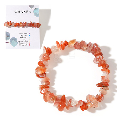 Natural Carnelian Chips Bead Stretch Bracelets for Women Men CI5318-2-1