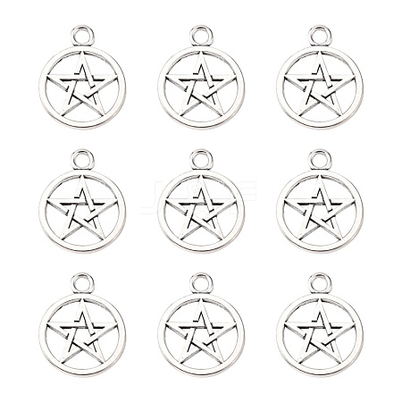 Tibetan Style Pentagram Pendants X-PALLOY-2739-AS-LF-1