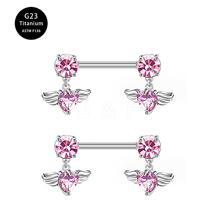 G23 Titanium Pink Cubic Zirconia Nipple Rings WG912A9-35-1