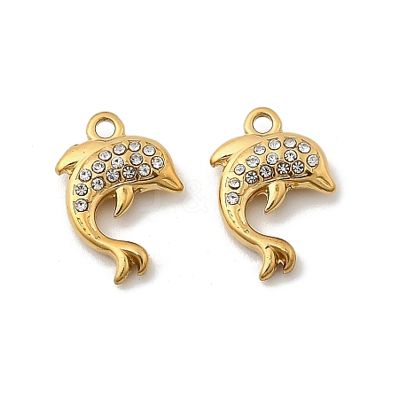 304 Stainless Steel with Crystal Rhinestone Charms STAS-G358-05G-08-1